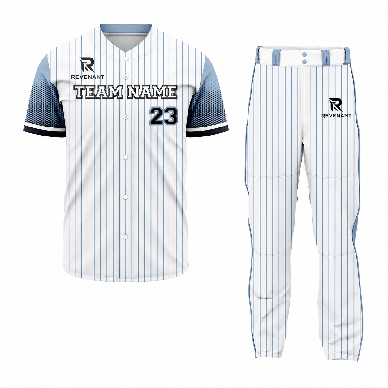 10 Custom White Gray Pinstripe Black Authentic Baseball Uniform - Image 1