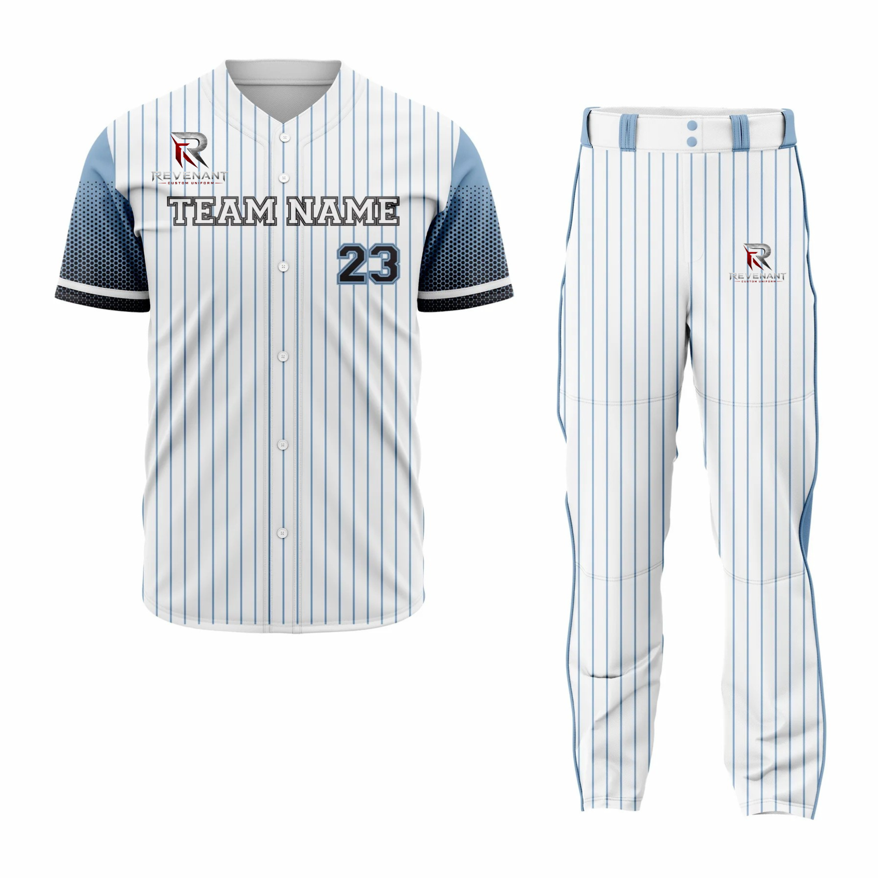 10 Custom White Gray Pinstripe Black Authentic Baseball Uniform - Image 1