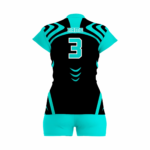 Custom Cyan Black Women Volleyball Team Uniform - Image 2