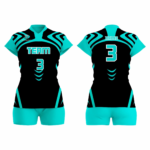 Custom Cyan Black Women Volleyball Team Uniform - Image 3