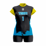 Custom Blue Black yellow Women Volleyball Team Uniform