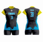 Custom Blue Black yellow Women Volleyball Team Uniform - Image 3