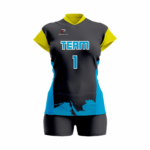 Custom Blue Black yellow Women Volleyball Team Uniform