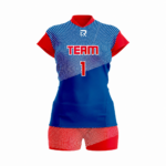 Custom Red Blue Women Volleyball Team Uniform