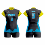 Custom Blue Black yellow Women Volleyball Team Uniform - Image 3