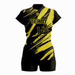 Custom Yellow Black Women Volleyball Team Uniform