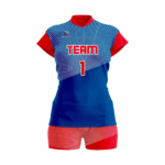Custom Red Blue Women Volleyball Team Uniform