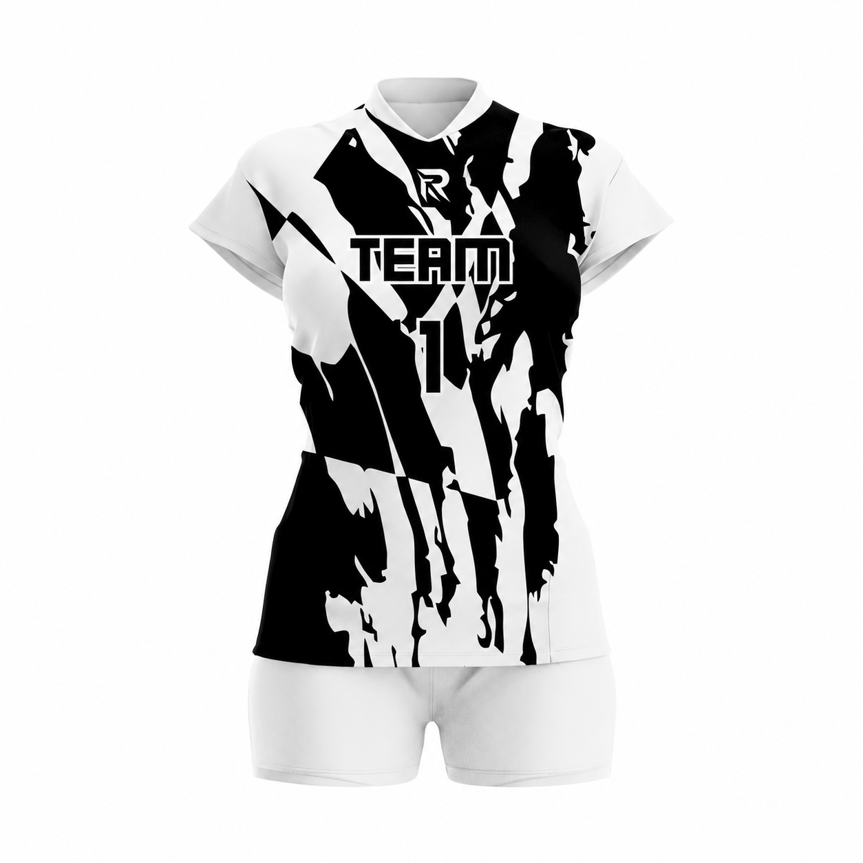 124 Custom Black white Women Volleyball Team Uniform - Image 1