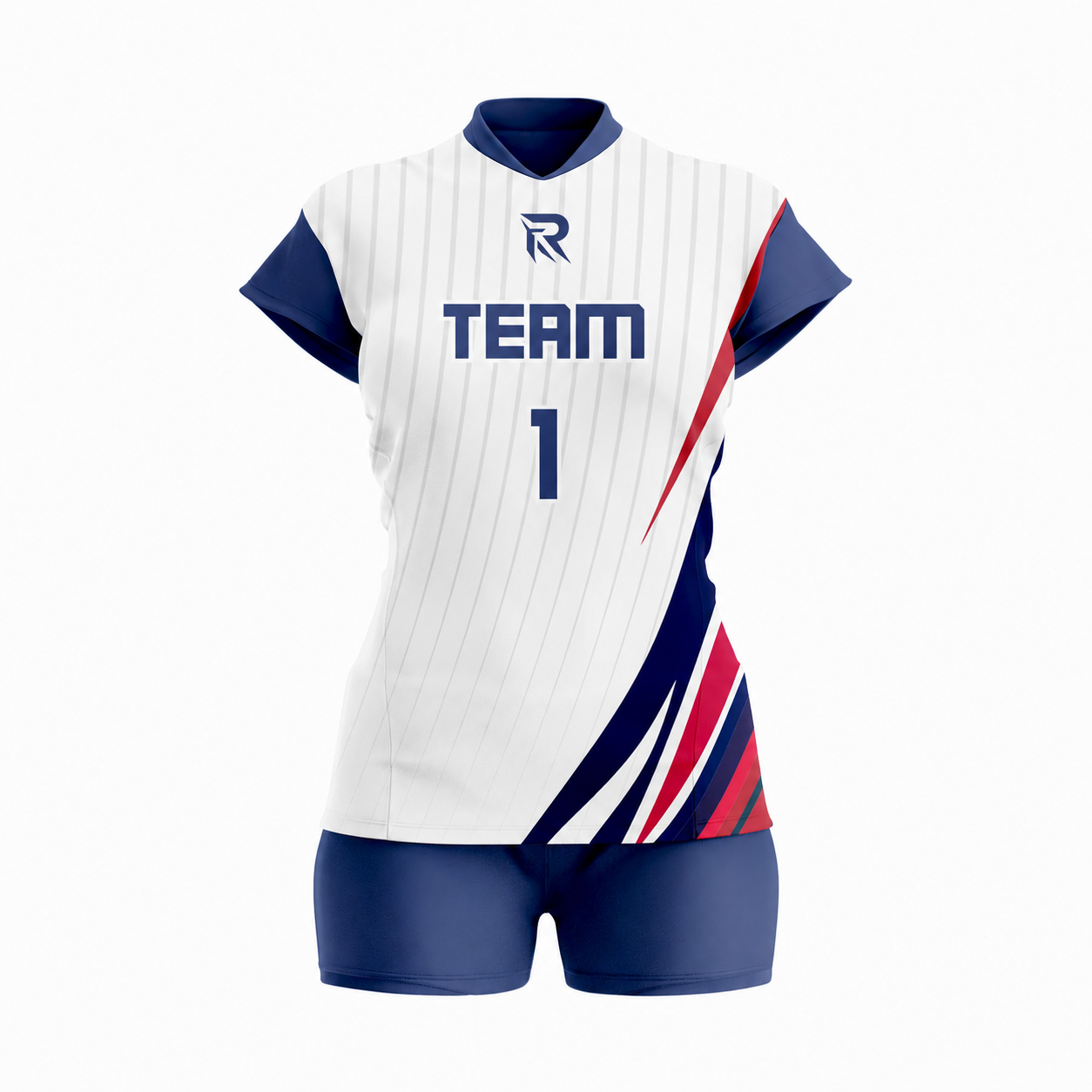 126 Custom Blue red white Women Volleyball Team Uniform - Image 1