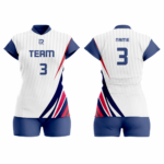 Custom Blue red white Women Volleyball Team Uniform - Image 3