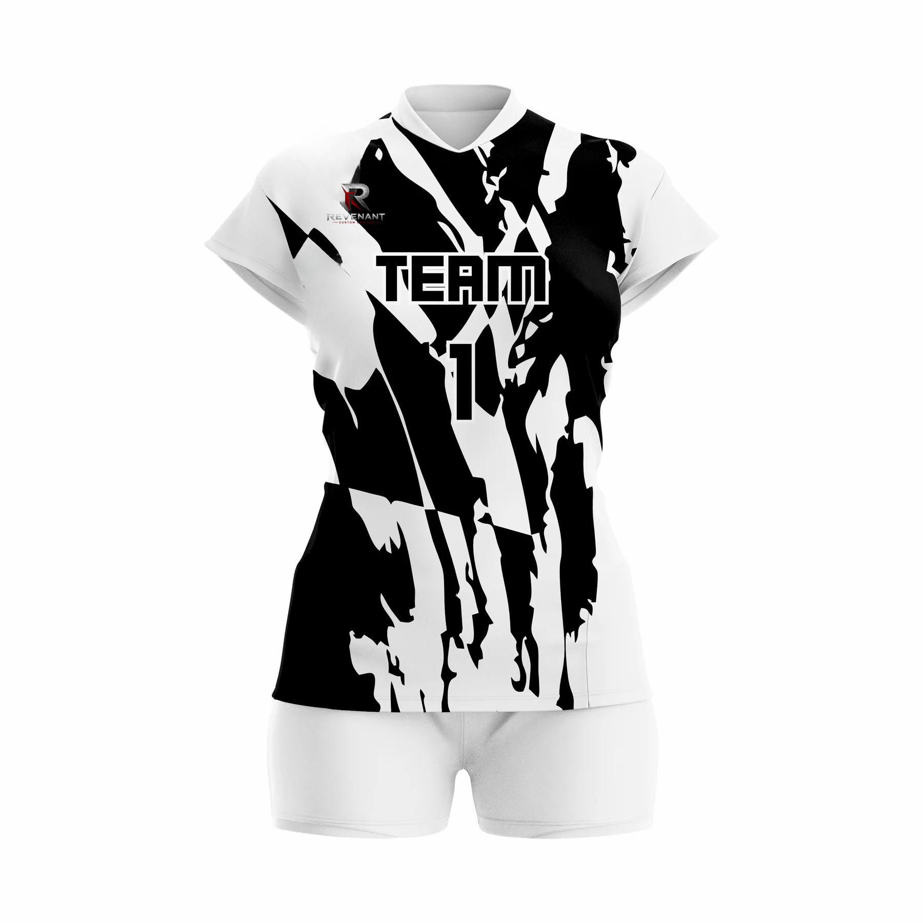 129 Custom Black white Women Volleyball Team Uniform - Image 1