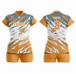 Custom Mustard gray white Women Volleyball Team Uniform - Image 3