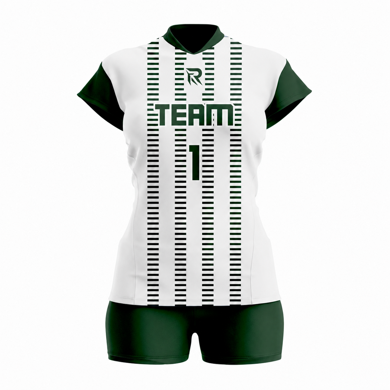 132 Custom Green white Women Volleyball Team Uniform - Image 1
