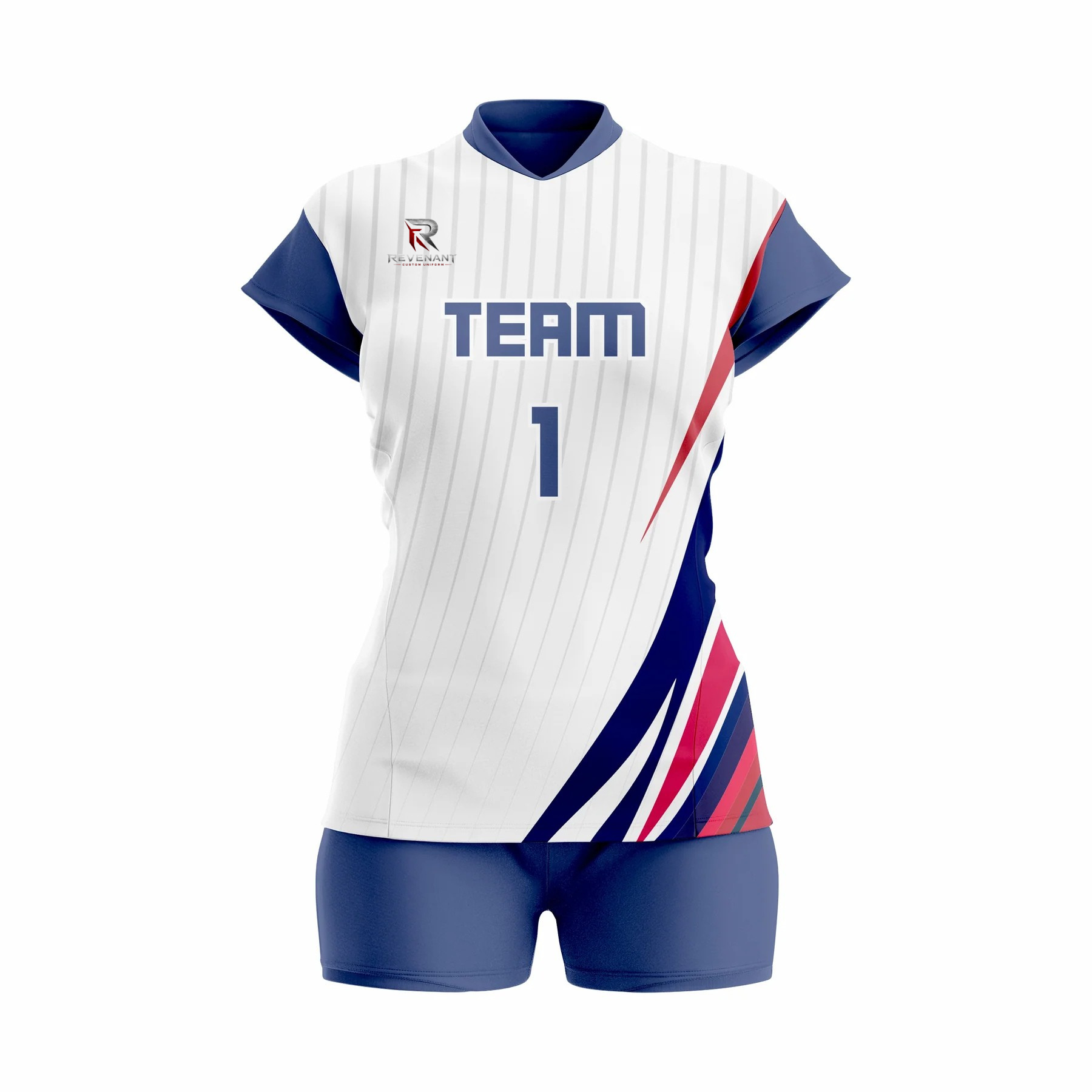 133 Custom Blue red white Women Volleyball Team Uniform - Image 1