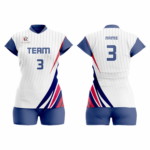 Custom Blue red white Women Volleyball Team Uniform - Image 3
