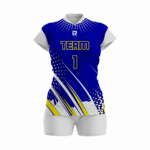 Custom Blue yellow white Women Volleyball Team Uniform