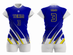 Custom Blue yellow white Women Volleyball Team Uniform - Image 3
