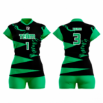 Custom Black green Women Volleyball Team Uniform - Image 3