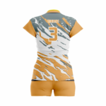 Custom Mustard gray white Women Volleyball Team Uniform - Image 2