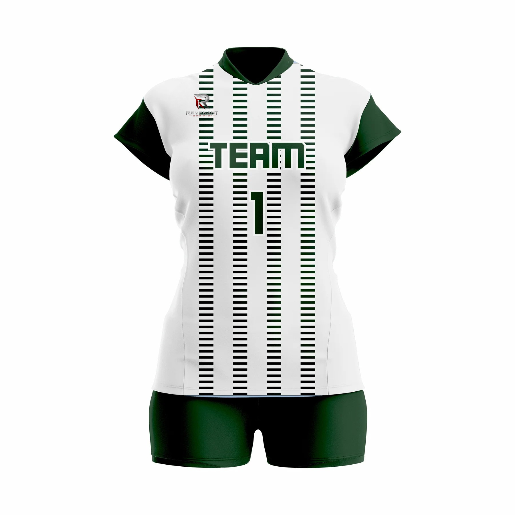 141 Custom Green white Women Volleyball Team Uniform - Image 1