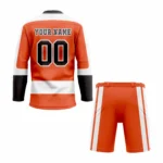 Custom Orange white Black CREW NECK Hockey Uniform - Image 2
