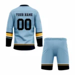 Custom Blue Black Yellow Laced Hockey Uniform - Image 2