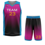 Custom Black Pink- Blue Authentic Throwback Basketball Uniform