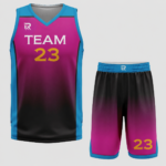 Custom Black Pink- Blue Authentic Throwback Basketball Uniform