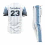 Custom White Gray Pinstripe Black Authentic Baseball Uniform - Image 2