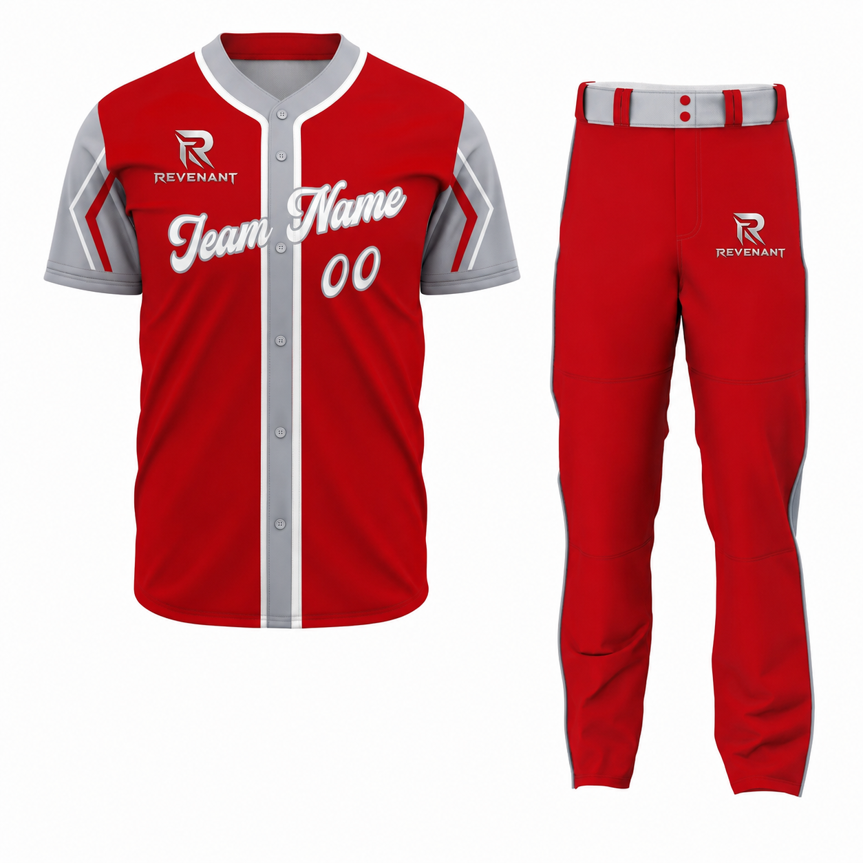 2 Custom Red Gray-White Authentic Baseball Uniform - Image 1