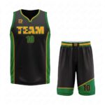 Custom Black Green- Yellow Authentic Throwback Basketball Uniform