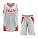 Custom Light Gray- Red Authentic Throwback Basketball Uniform
