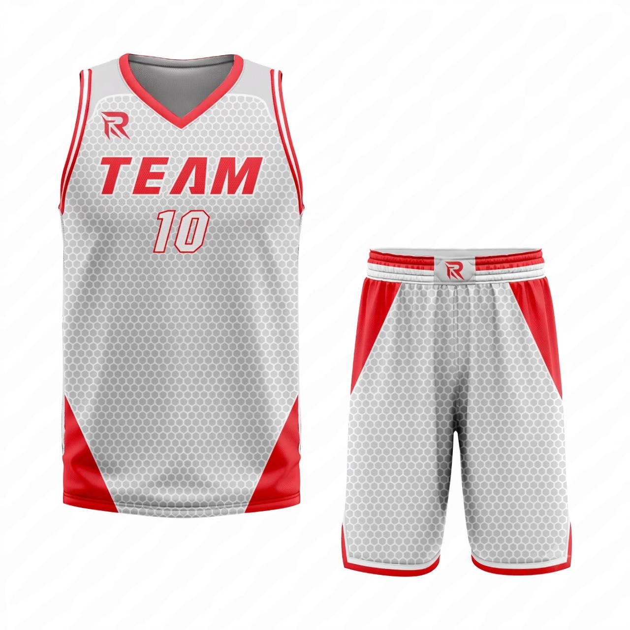 21 Custom Light Gray- Red Authentic Throwback Basketball Uniform - Image 1