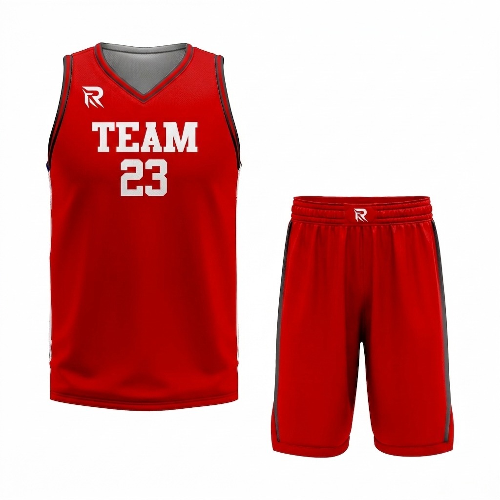 22 Custom Black Red- White Authentic Throwback Basketball Uniform - Image 1