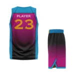 Custom Black Pink- Blue Authentic Throwback Basketball Uniform - Image 2