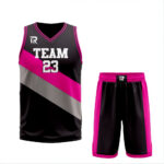 Custom Black Pink - Gray Authentic Throwback Basketball Uniform