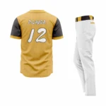 Custom Yellow Black Pinstripe Black-White Authentic Baseball Uniform - Image 2