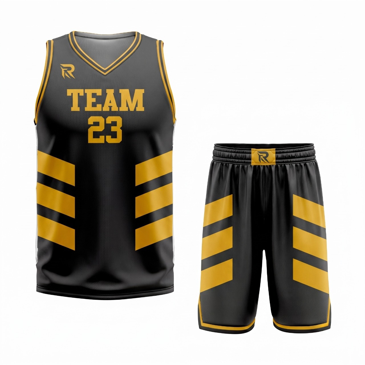 26 Custom Black - Yellow Authentic Throwback Basketball Uniform - Image 1