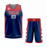 Custom Navy Red- White Authentic Throwback Basketball Uniform