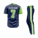 Custom Navy Blue-Green white Authentic Baseball Unifom - Image 2