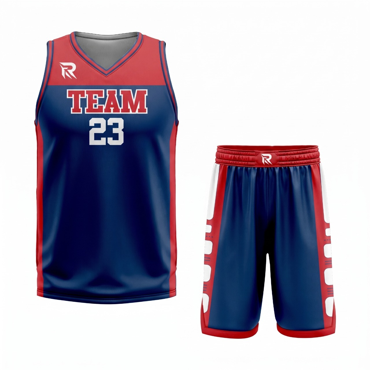 28 Custom Navy Red- White Authentic Throwback Basketball Uniform - Image 1