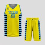 Custom Yellow Blue-Black Authentic Throwback Basketball Uniform