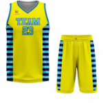 Custom Yellow Blue-Black Authentic Throwback Basketball Uniform