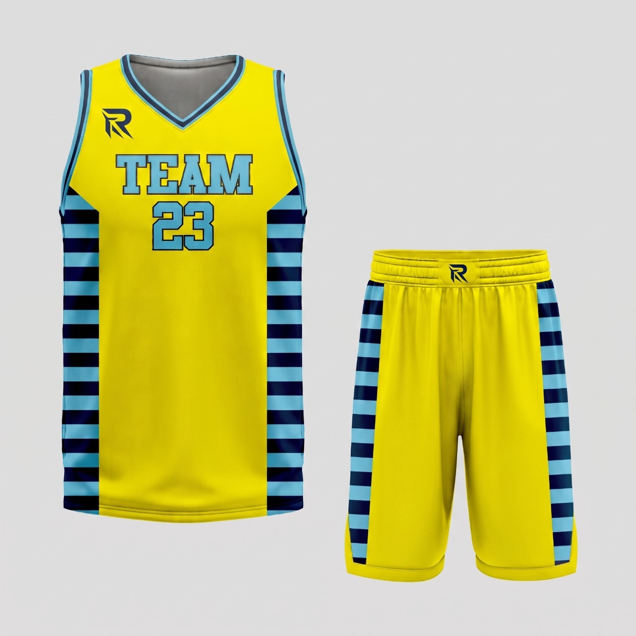 29 Custom Yellow Blue-Black Authentic Throwback Basketball Uniform - Image 1