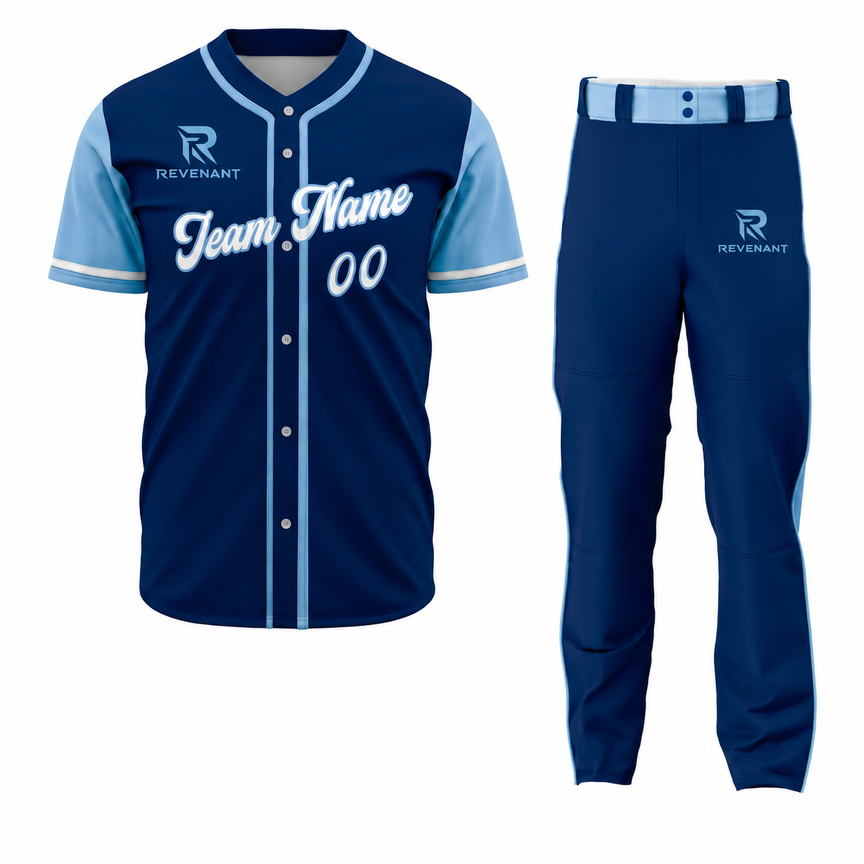 3 Custom Royal White-Light Blue Baseball Uniform - Image 1