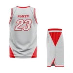 Custom Light Gray- Red Authentic Throwback Basketball Uniform - Image 2