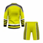 Custom Yellow Black white V-Neck Hockey Uniform - Image 2