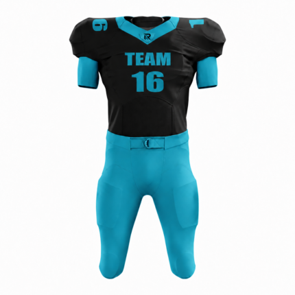 Custom Cyan Black Authentic Football Uniform (with Integrated Pads)