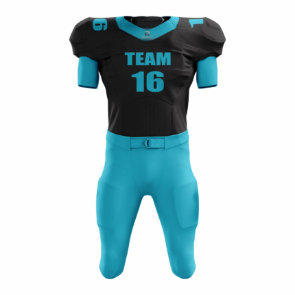 Custom Cyan Black Authentic Football Uniform (with Integrated Pads)