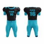 Custom Cyan Black Authentic Football Uniform (with Integrated Pads) - Image 3